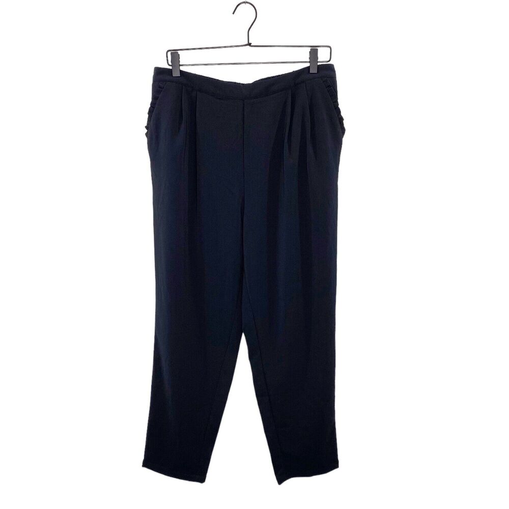 14th & Union Pants Womens Large Black Ruffle Pocket Pull-On‎ High Rise NEW
